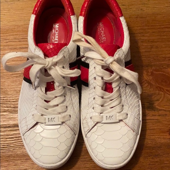 irving python embossed stripe leather sneaker